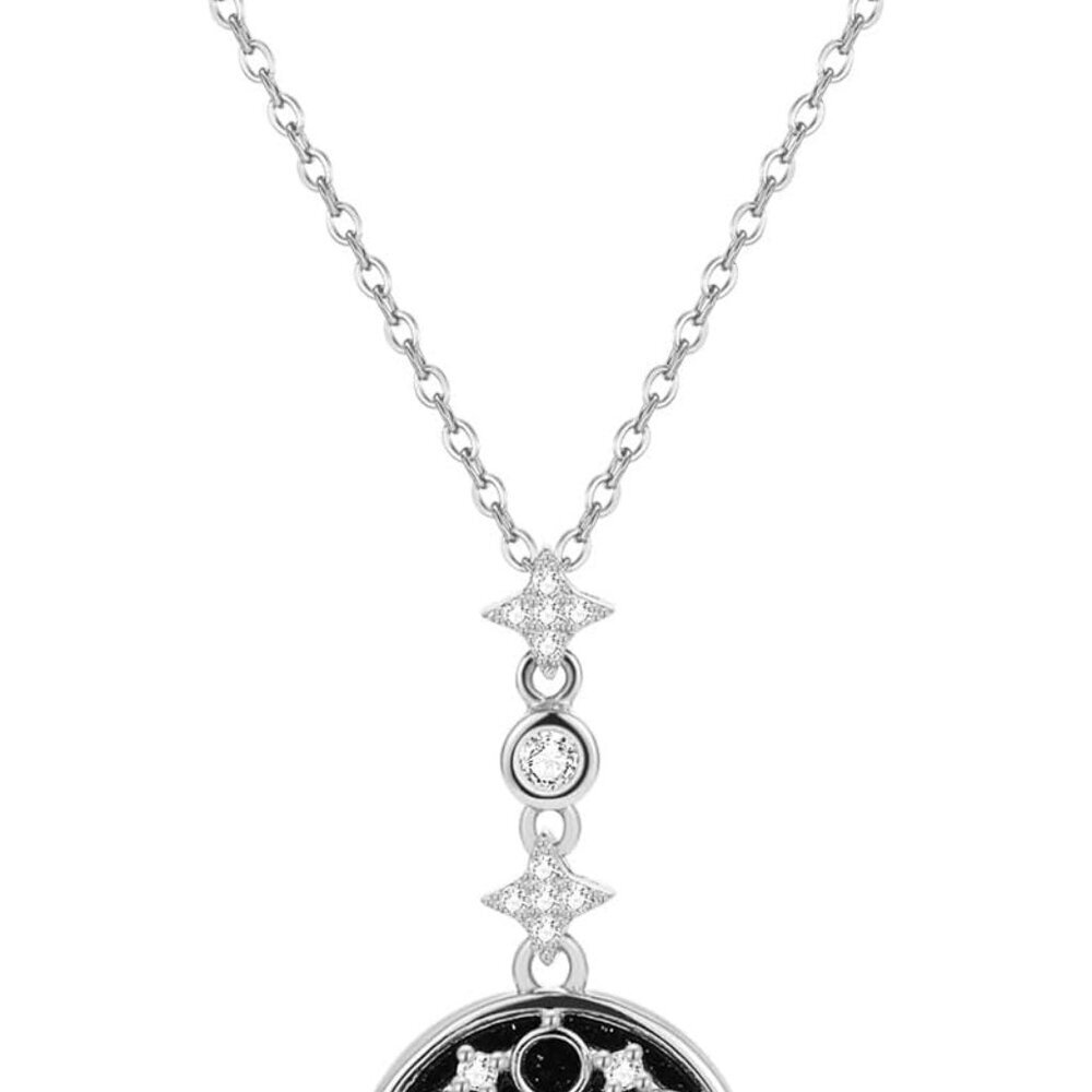 925 Sterling Silver Blue Sandstone Moon Star Phase Necklace Earrings 18K Gold Pl